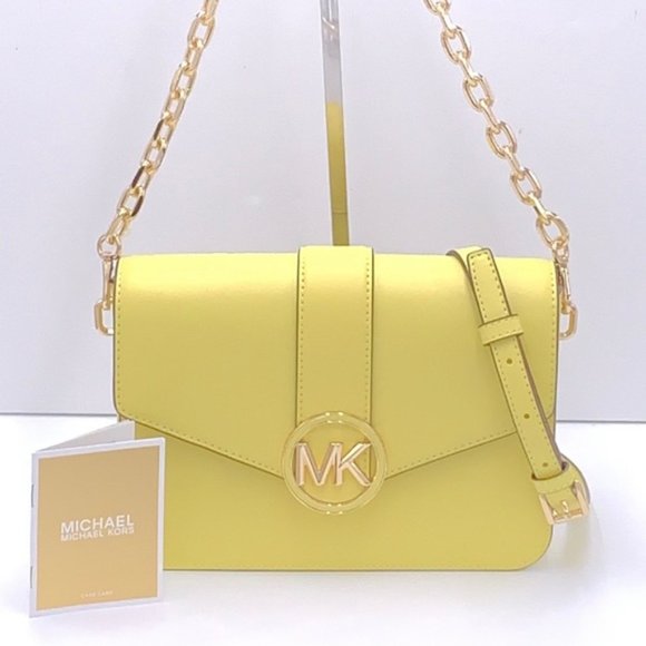 Michael Kors Carmen Medium Convertible Shoulder Bag Crossbody SUNSHINE Leather - Picture 3 of 16